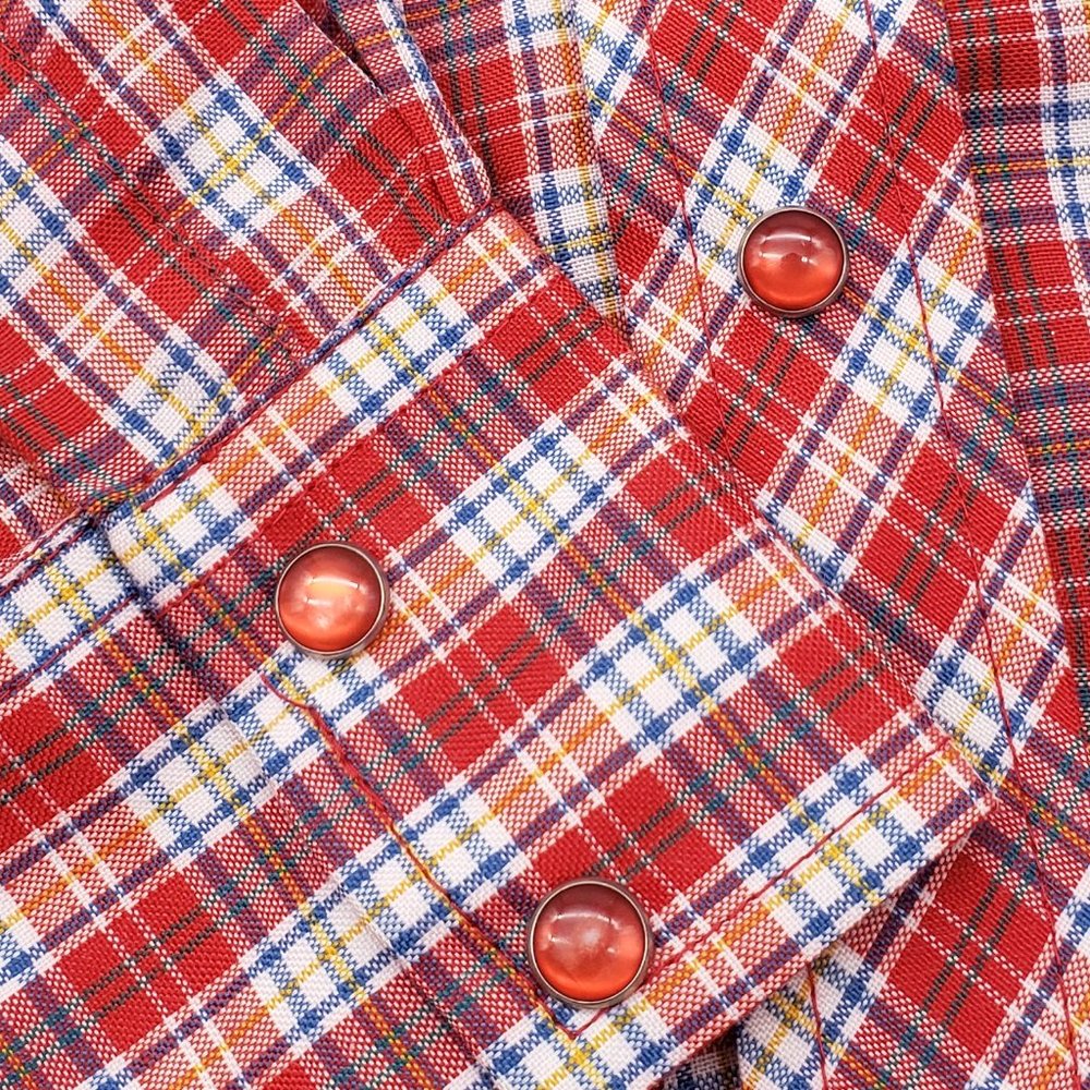 Krazy Kids Youth Red Plaid Long Sleeve Western Snap Down Shirt Medium - Picture 3 of 7